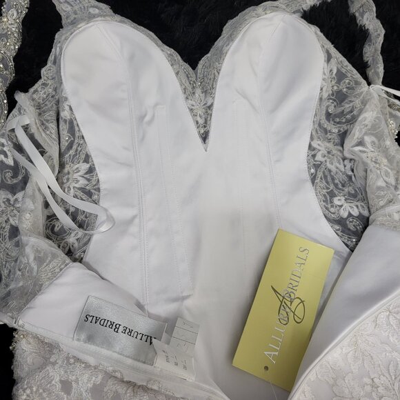 NWT~$1895~ALLURE BRIDALS~6/8~WHITE RHINESTONE MERMAID FIT & FLARE WEDDING DRESS - Picture 14 of 16